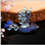 Broche en argent « Petits Oiseaux ». Zircone et alpanite
