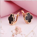 Золотые серьги, сделанные из красного золота 585 Black Onyx ⌀10 мм