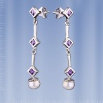 Earrings with pearl. Silver