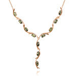 Aranyozott ezüst nyaklánc zöld borostyánnal