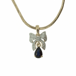 Gold pendant with sapphire and diamonds