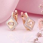 Gold earrings Russian gold 585 zirconia