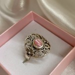 Silver ring with ulexite & marcasite