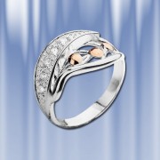 Серебряно-золотое кольцо с цирконом