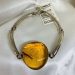 Silver bracelet "Sun". Amber