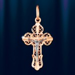 Крестик-кулон Русское золото, двухцветный.