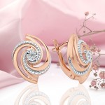 Boucles d'oreilles en or avec diamants, or russe 585