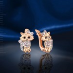 Золотые серьги "Мотильда" с цирконием.