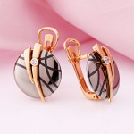 Sokolov red gold 585 earrings with diamond ceramics