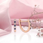 Τζιάνι Λάζαρο. Σκουλαρίκια από ροζ χρυσό. Διαμάντι και ζαφείρι