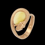Gold-plated silver ring "Reptilia". Royal amber
