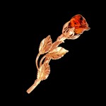 Gold-plated silver brooch "Rose". Amber