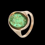 Vergulde zilveren ring met amber "Kameleon"