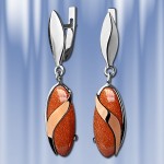 Earrings with gold sand. Silver Gold