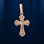 Крестик с бриллиантами, российское золото.