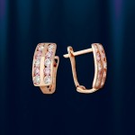 Серьги с цирконом. Красное золото 585 пробы