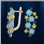 Earrings with turquoise & topaz, Chrisolyth