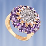 Golden ring "Diamond". Diamonds and amethyst