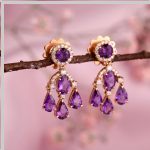 Серьги Gianni Lazzaro из розового золота. Бриллианты и аметист