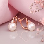 Earrings made of red gold 585 pearl zirconia