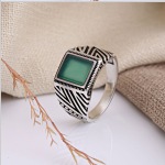 Herrenring Aus Silver 925 Chrysoprase