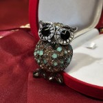Bijouterie brooch "Owl". Zirconia, Onyx & Opal