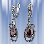 Earrings with garnet and marcasite