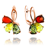 Gold-plated silver earrings with amber