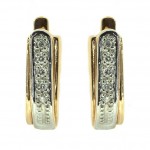 Gold earrings with diamonds, bicolor