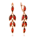 Ασημένια επιχρυσωμένα σκουλαρίκια με κεχριμπάρι