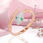 Gold ring 585 in Germany emerald and diamonds