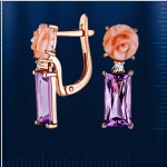 Серьги с кораллом и аметистом