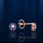Stud earrings with sapphire. Red gold