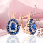 Gold earrings in Germany diamonds and sapphire