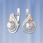 Øreringe med perle. Sølv Guld
