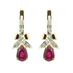 Gold earrings with rubies and diamonds