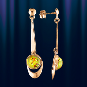 Goldanhänger-Ohrringe „Guckloch“ aus Bernstein
