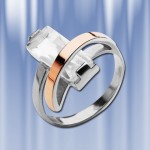 Руски сребърен и златен пръстен с циркон