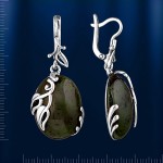 Russian silver earrings with nephrite