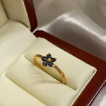 Gold-plated silver ring with sapphire