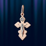 Cross pendant with brilliant, bicolor