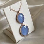 Gold-plated necklace with chalcedony & zirconia