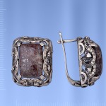 Russian silver earrings with jasper