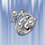 Gyűrű gyöngyökkel ezüst és arany