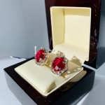 Серебряные серьги с кварцевым рубином и цирконием