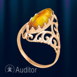 Золотое кольцо с янтарем