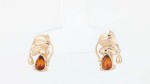 Gold-plated silver earrings "Hares". Amber