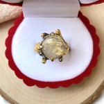Gold-plated silver ring with rutile quartz