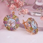 Золотые серьги "Драгоценные камни"