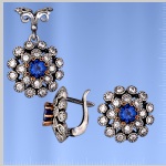Silver set with sapphires
